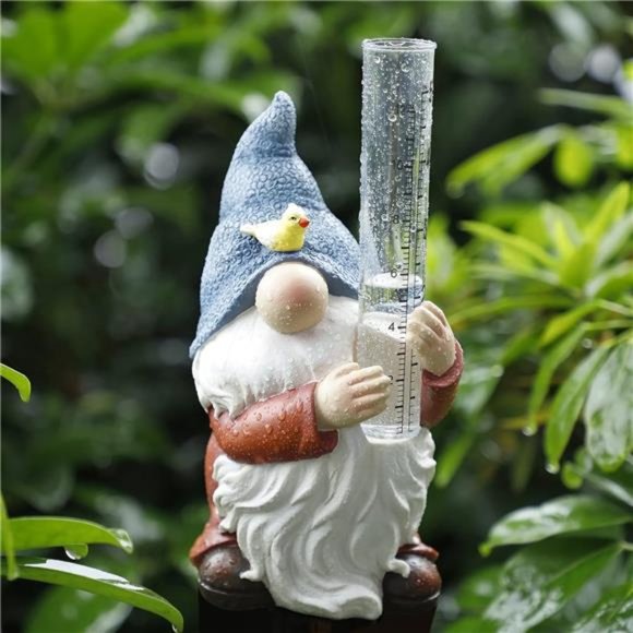 Accents Resin Gnome Rain Gauges Resin Gnome Garden Statue With A